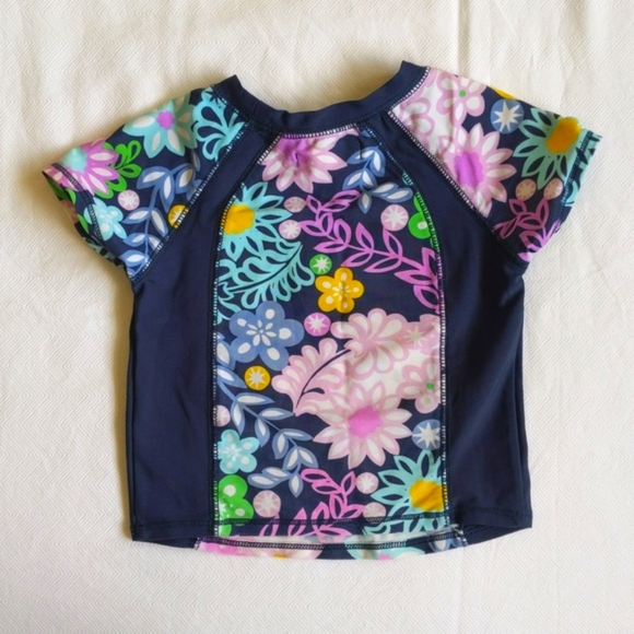 old navy floral raglan short sleeve rash guard 18-24 months baby toddler girls - Picture 5 of 5